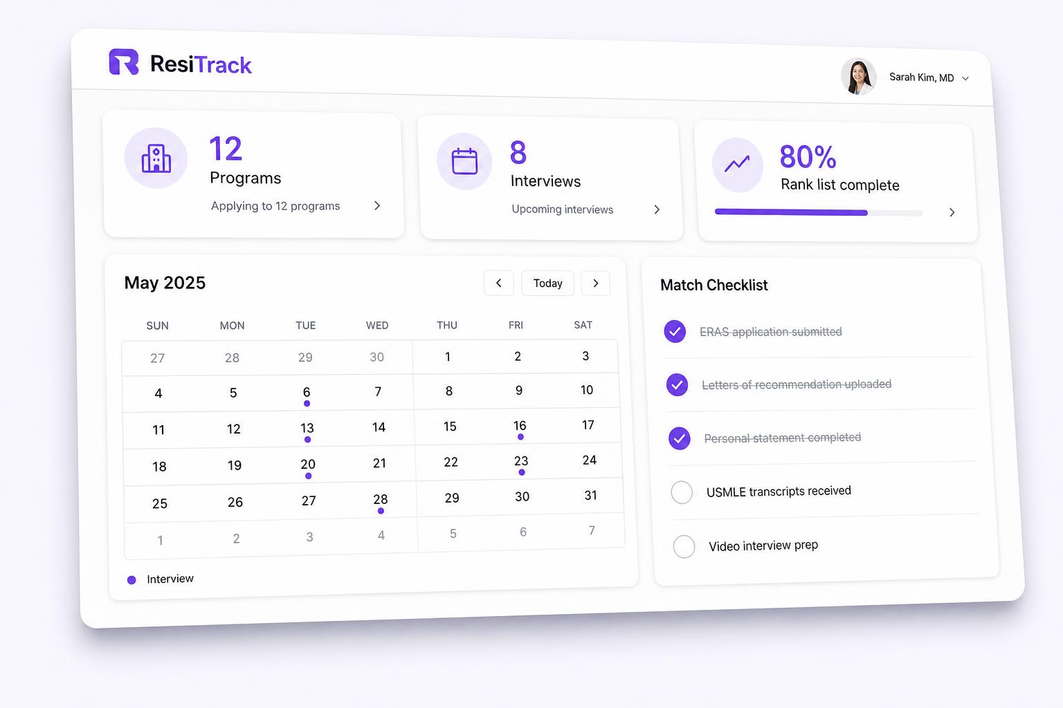 ResiTrack — Residency Match Tracker | ERAS & NRMP 2027